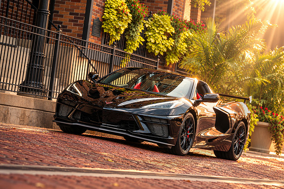 Image only Corvette with sun rays