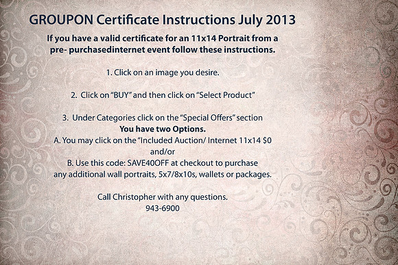 GROUPON 40% OFF Cert instructions