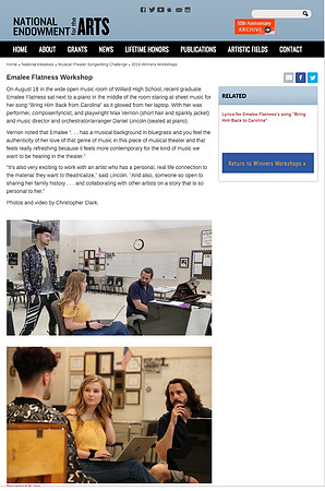 National Endowment for the Arts and American Theatre Wing Song Writing Finalist